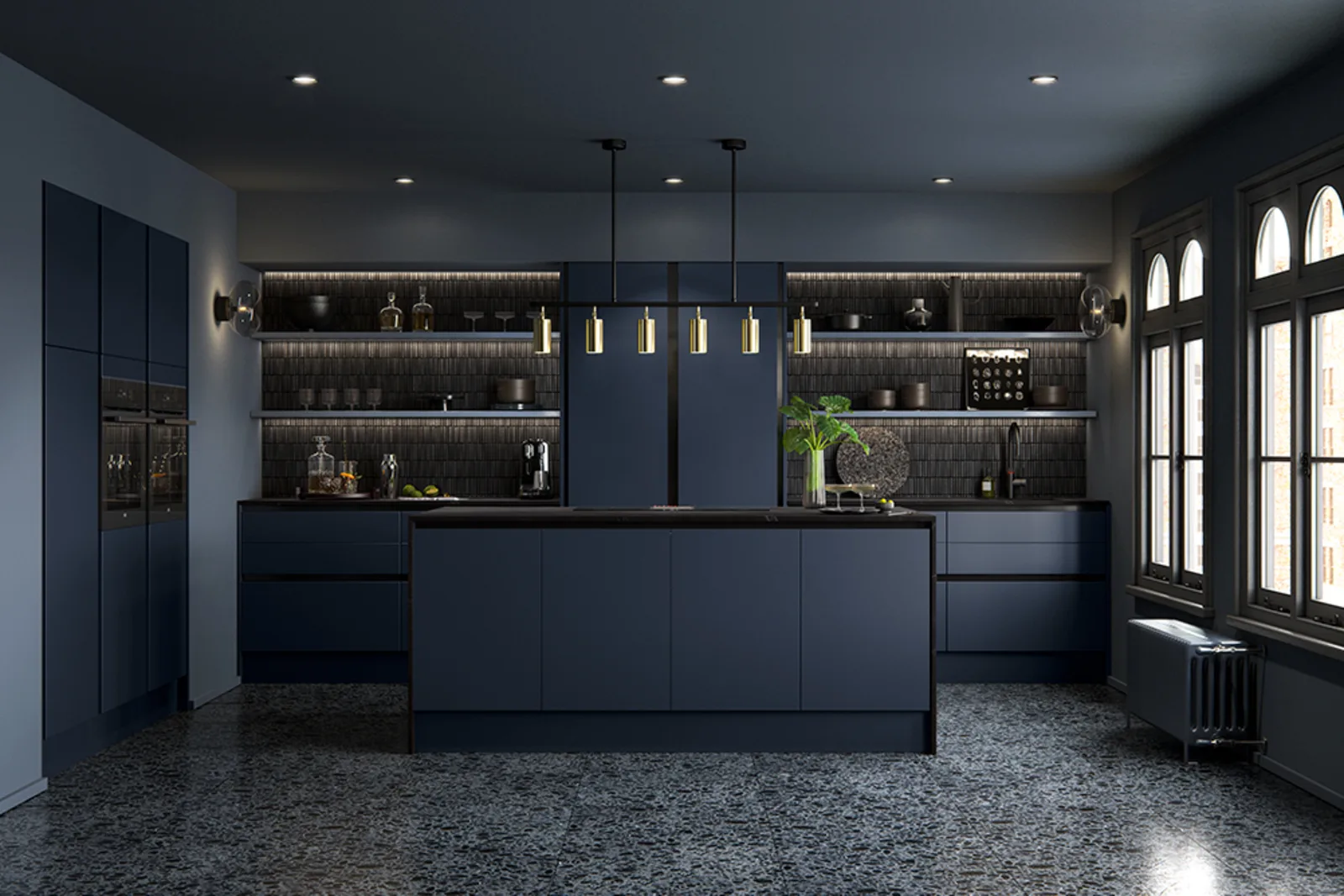 Navy and Dark kitchen cabinet colors